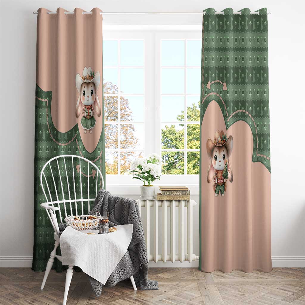 Western Yoke Window Curtain Rabbit Howdy Christmas - Wonder Print Shop