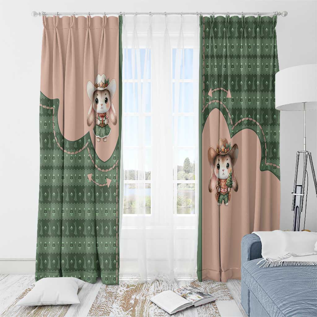 Western Yoke Window Curtain Rabbit Howdy Christmas - Wonder Print Shop