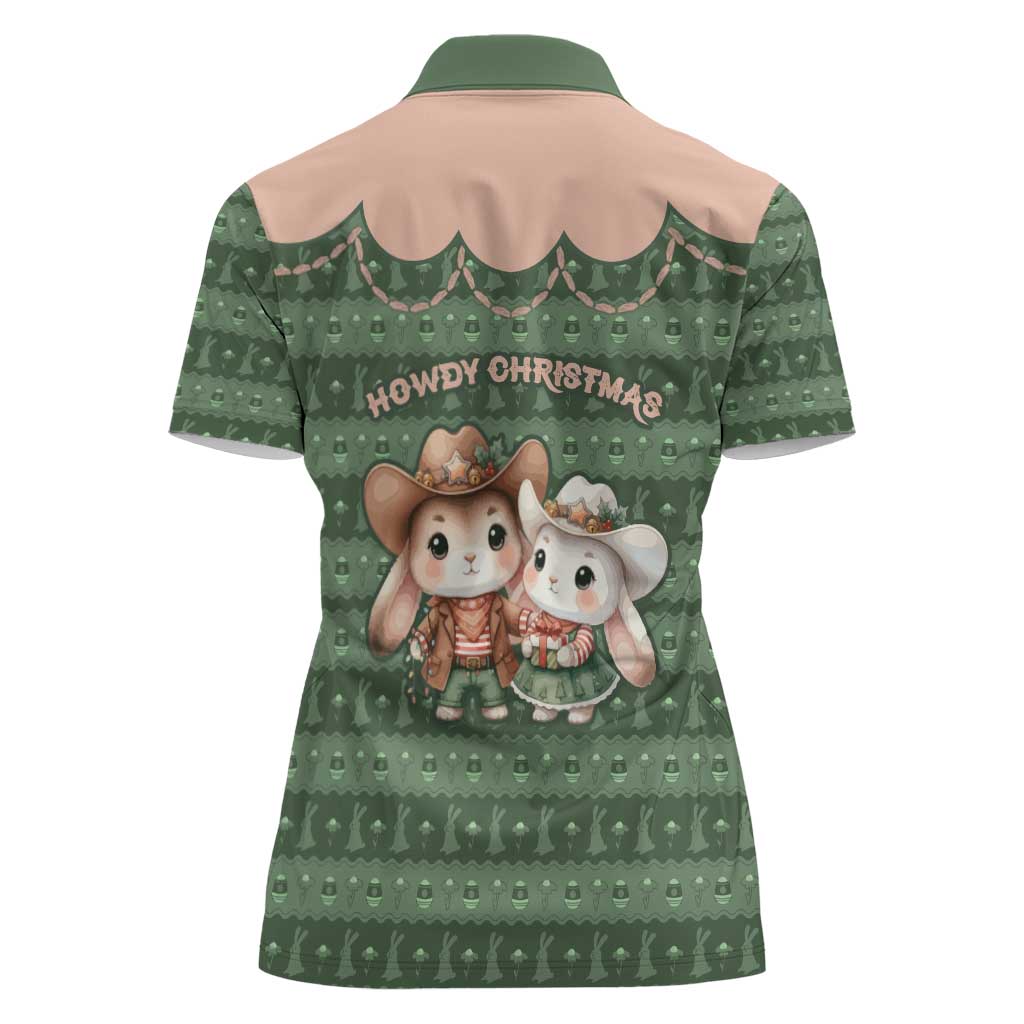 Western Yoke Women Polo Shirt Rabbit Howdy Christmas - Wonder Print Shop