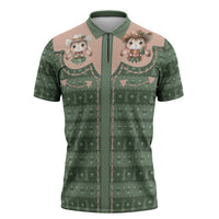 Western Yoke Zipper Polo Shirt Rabbit Howdy Christmas - Wonder Print Shop