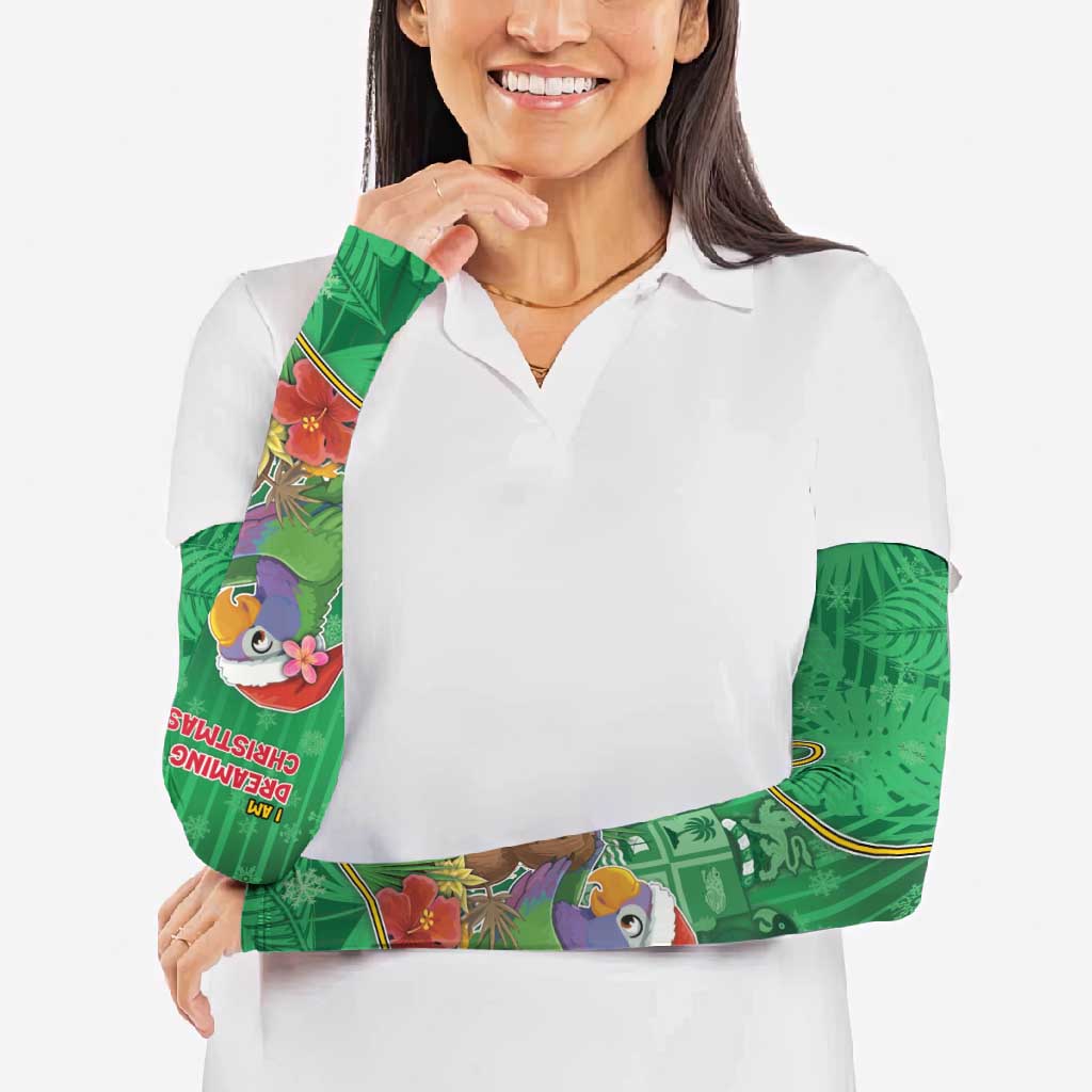 Dominica Christmas Arm Sleeves I Am Dreaming Of A Green Christmas - Wonder Print Shop