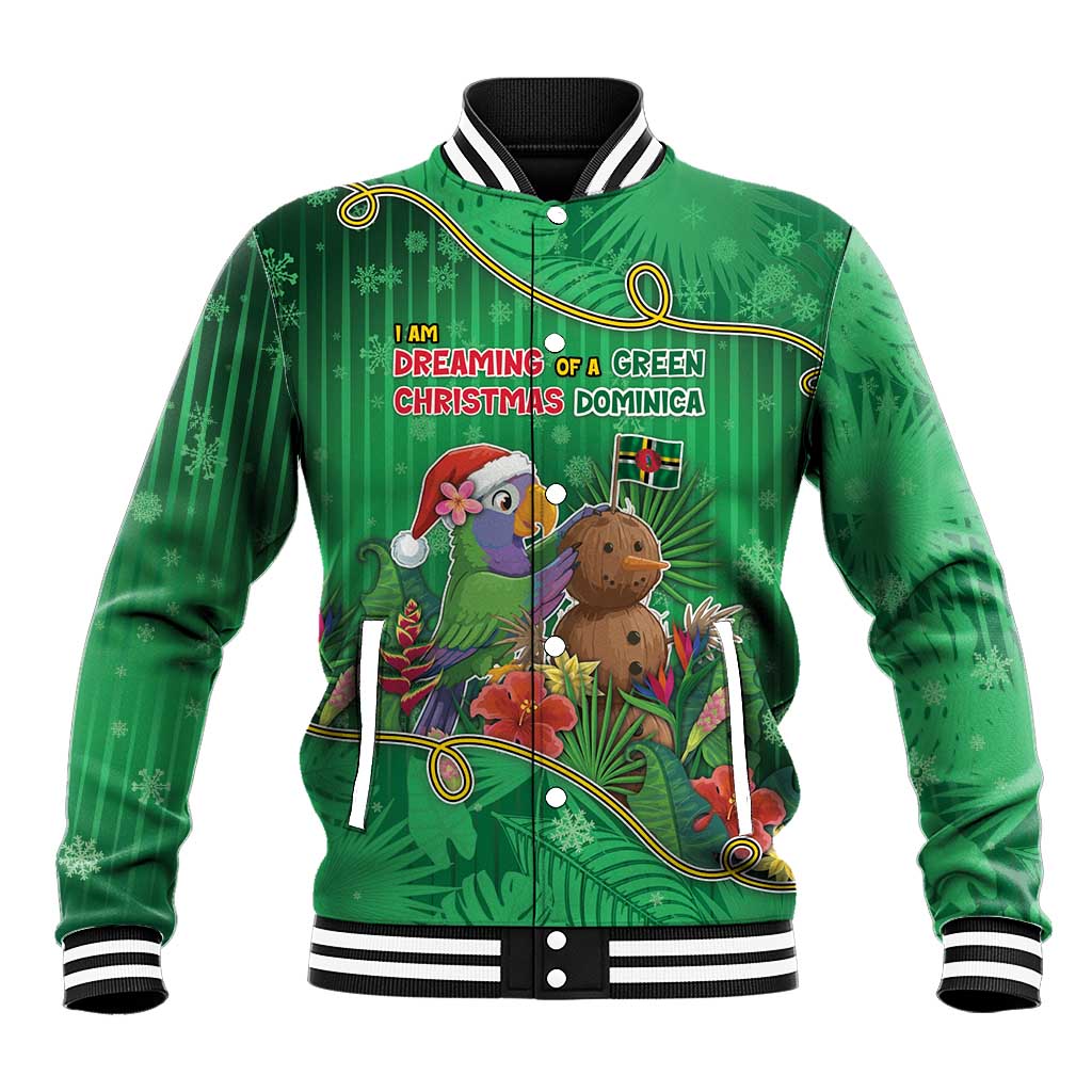 Dominica Christmas Baseball Jacket I Am Dreaming Of A Green Christmas - Wonder Print Shop