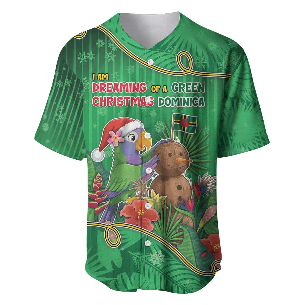 Dominica Christmas Baseball Jersey I Am Dreaming Of A Green Christmas - Wonder Print Shop