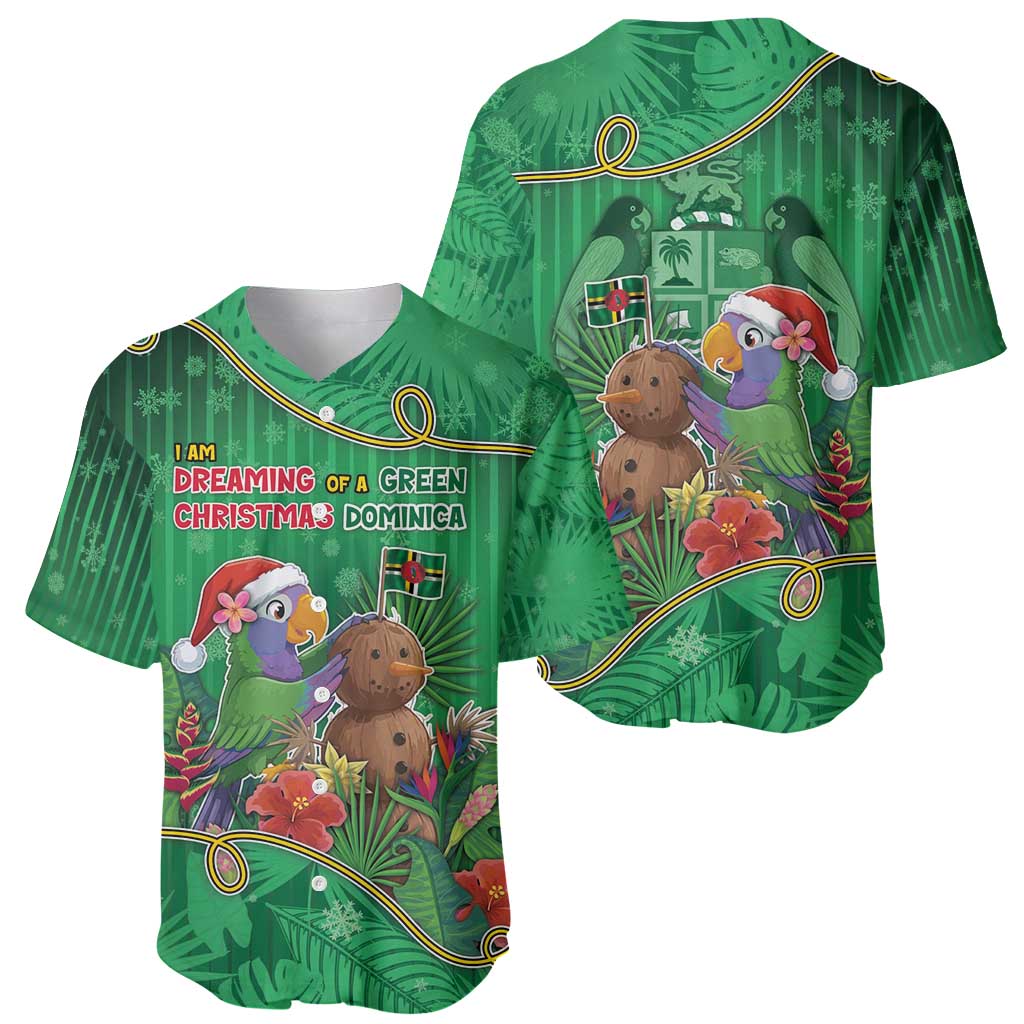 Dominica Christmas Baseball Jersey I Am Dreaming Of A Green Christmas - Wonder Print Shop