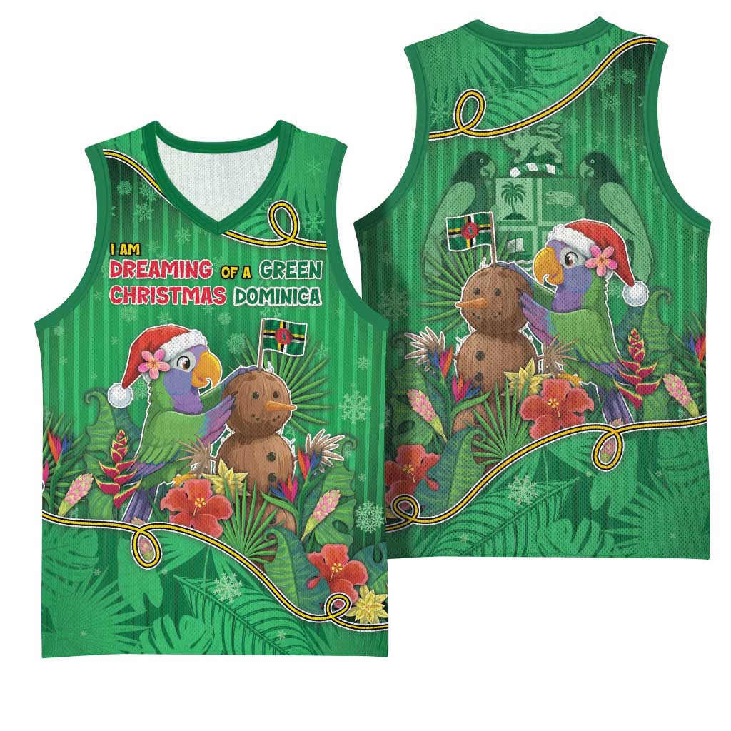 Dominica Christmas Basketball Jersey I Am Dreaming Of A Green Christmas - Wonder Print Shop