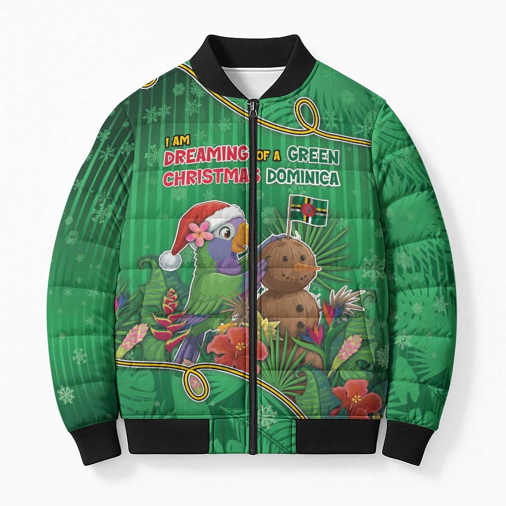 Dominica Christmas Bomber Puffer Jacket I Am Dreaming Of A Green Christmas - Wonder Print Shop