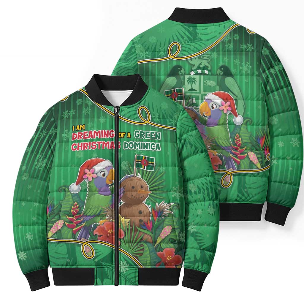 Dominica Christmas Bomber Puffer Jacket I Am Dreaming Of A Green Christmas - Wonder Print Shop