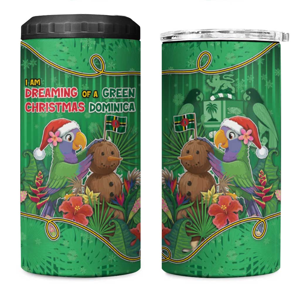 Dominica Christmas 4 in 1 Can Cooler Tumbler I Am Dreaming Of A Green Christmas - Wonder Print Shop
