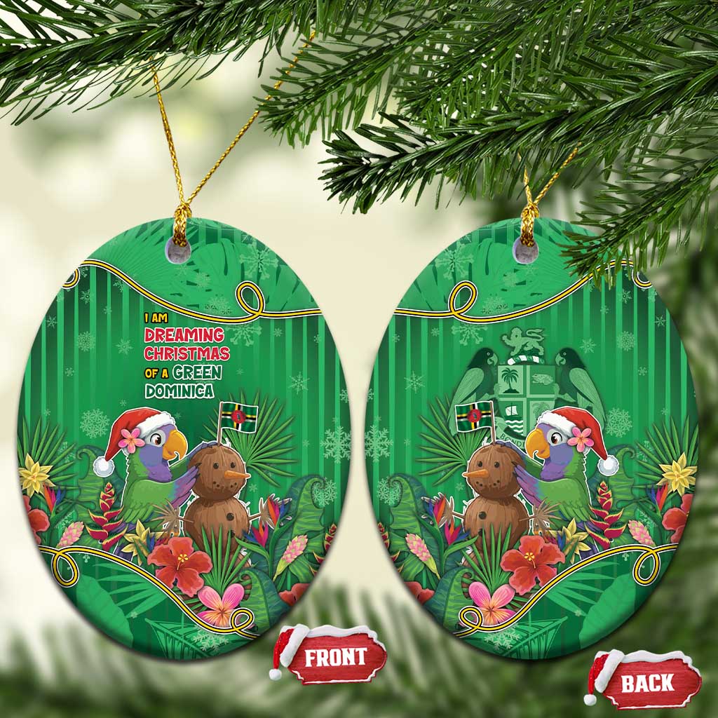 Dominica Christmas Ceramic Ornament I Am Dreaming Of A Green Christmas - Wonder Print Shop
