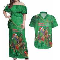 Dominica Christmas Couples Matching Off Shoulder Maxi Dress and Hawaiian Shirt I Am Dreaming Of A Green Christmas - Wonder Print Shop