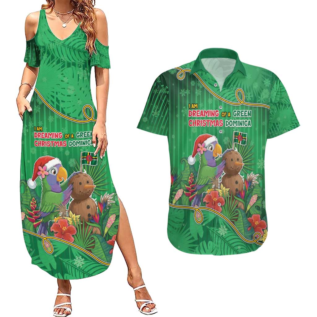 Dominica Christmas Couples Matching Summer Maxi Dress and Hawaiian Shirt I Am Dreaming Of A Green Christmas - Wonder Print Shop