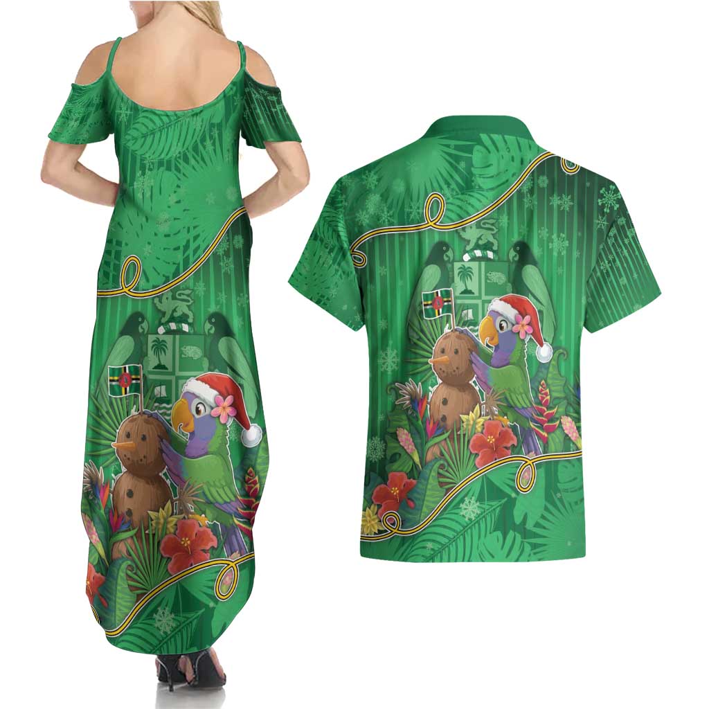 Dominica Christmas Couples Matching Summer Maxi Dress and Hawaiian Shirt I Am Dreaming Of A Green Christmas - Wonder Print Shop