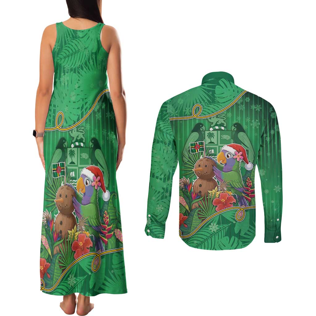 Dominica Christmas Couples Matching Tank Maxi Dress and Long Sleeve Button Shirt I Am Dreaming Of A Green Christmas - Wonder Print Shop