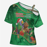 Dominica Christmas Cross Shoulder Shirt I Am Dreaming Of A Green Christmas - Wonder Print Shop