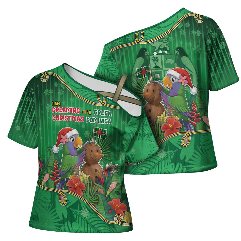 Dominica Christmas Cross Shoulder Shirt I Am Dreaming Of A Green Christmas - Wonder Print Shop