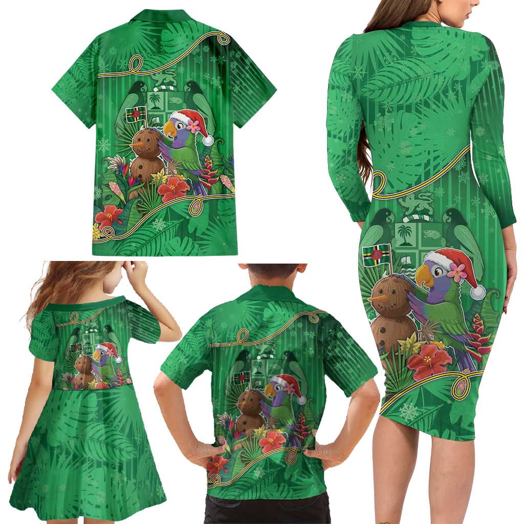 Dominica Christmas Family Matching Long Sleeve Bodycon Dress and Hawaiian Shirt I Am Dreaming Of A Green Christmas - Wonder Print Shop