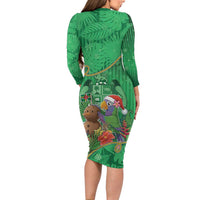Dominica Christmas Family Matching Long Sleeve Bodycon Dress and Hawaiian Shirt I Am Dreaming Of A Green Christmas - Wonder Print Shop