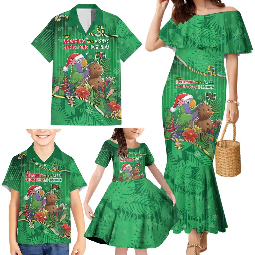 Dominica Christmas Family Matching Mermaid Dress and Hawaiian Shirt I Am Dreaming Of A Green Christmas - Wonder Print Shop