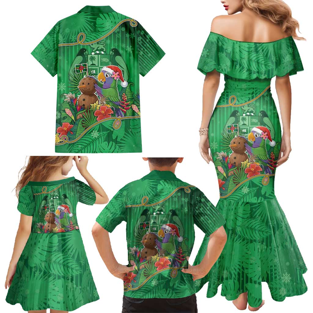 Dominica Christmas Family Matching Mermaid Dress and Hawaiian Shirt I Am Dreaming Of A Green Christmas - Wonder Print Shop