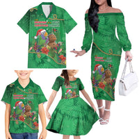 Dominica Christmas Family Matching Off The Shoulder Long Sleeve Dress and Hawaiian Shirt I Am Dreaming Of A Green Christmas - Wonder Print Shop