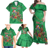 Dominica Christmas Family Matching Off Shoulder Maxi Dress and Hawaiian Shirt I Am Dreaming Of A Green Christmas - Wonder Print Shop