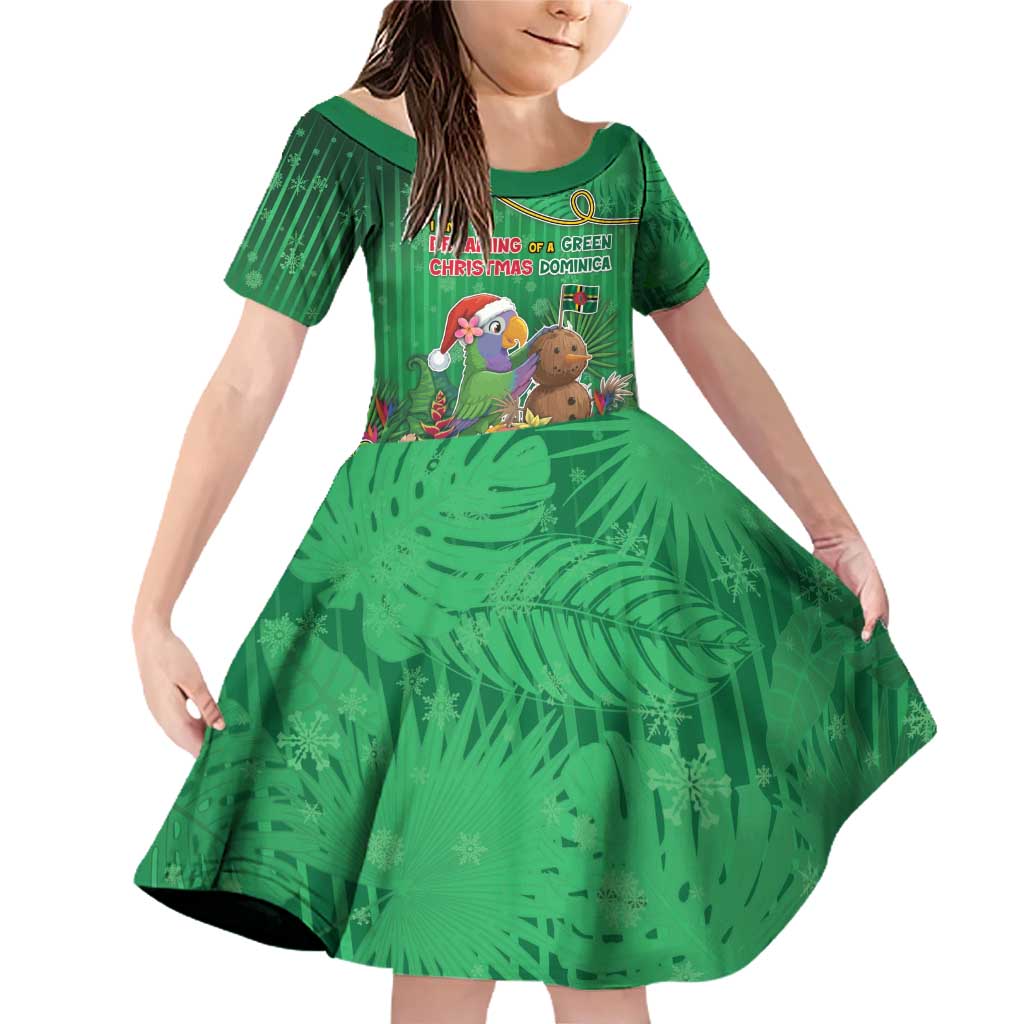 Dominica Christmas Family Matching Off Shoulder Short Dress and Hawaiian Shirt I Am Dreaming Of A Green Christmas - Wonder Print Shop