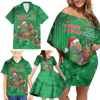Dominica Christmas Family Matching Off Shoulder Short Dress and Hawaiian Shirt I Am Dreaming Of A Green Christmas - Wonder Print Shop