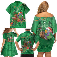 Dominica Christmas Family Matching Off Shoulder Short Dress and Hawaiian Shirt I Am Dreaming Of A Green Christmas - Wonder Print Shop