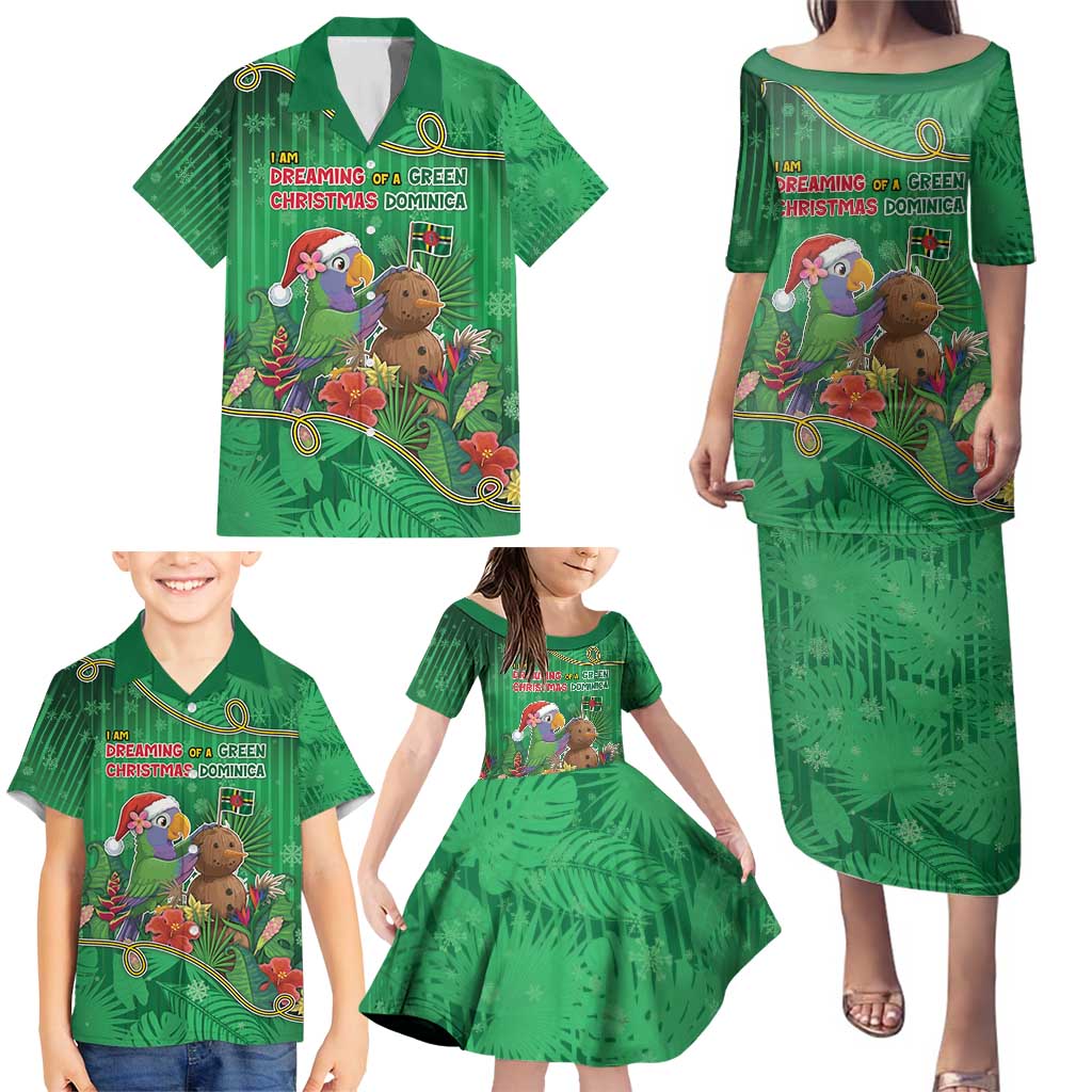Dominica Christmas Family Matching Puletasi and Hawaiian Shirt I Am Dreaming Of A Green Christmas - Wonder Print Shop