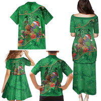 Dominica Christmas Family Matching Puletasi and Hawaiian Shirt I Am Dreaming Of A Green Christmas - Wonder Print Shop
