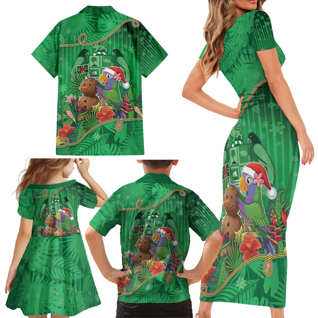 Dominica Christmas Family Matching Short Sleeve Bodycon Dress and Hawaiian Shirt I Am Dreaming Of A Green Christmas - Wonder Print Shop