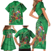 Dominica Christmas Family Matching Short Sleeve Bodycon Dress and Hawaiian Shirt I Am Dreaming Of A Green Christmas - Wonder Print Shop