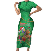 Dominica Christmas Family Matching Short Sleeve Bodycon Dress and Hawaiian Shirt I Am Dreaming Of A Green Christmas - Wonder Print Shop