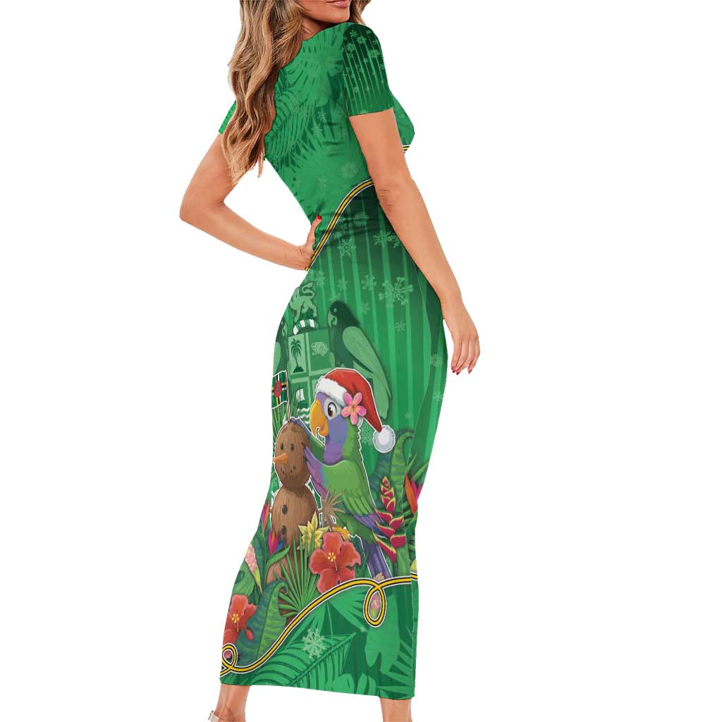 Dominica Christmas Family Matching Short Sleeve Bodycon Dress and Hawaiian Shirt I Am Dreaming Of A Green Christmas - Wonder Print Shop