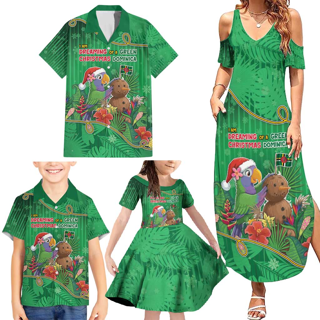 Dominica Christmas Family Matching Summer Maxi Dress and Hawaiian Shirt I Am Dreaming Of A Green Christmas - Wonder Print Shop