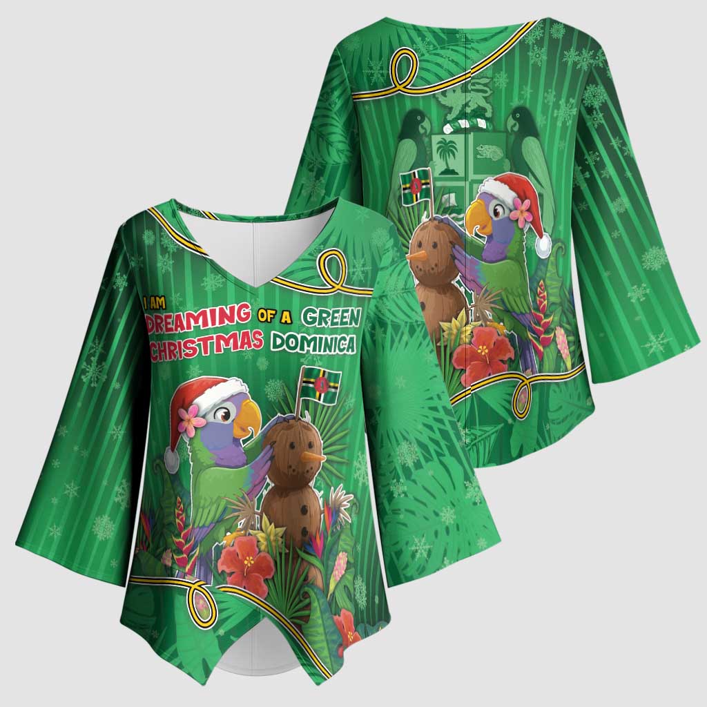 Dominica Christmas Kimono Sleeve Blouse I Am Dreaming Of A Green Christmas - Wonder Print Shop