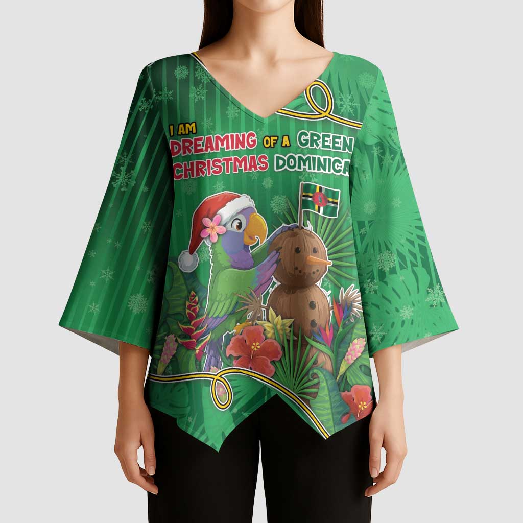 Dominica Christmas Kimono Sleeve Blouse I Am Dreaming Of A Green Christmas - Wonder Print Shop