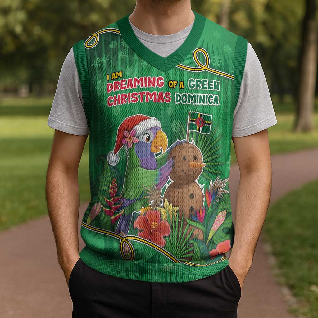 Dominica Christmas Knitted V-Neck Vest I Am Dreaming Of A Green Christmas - Wonder Print Shop