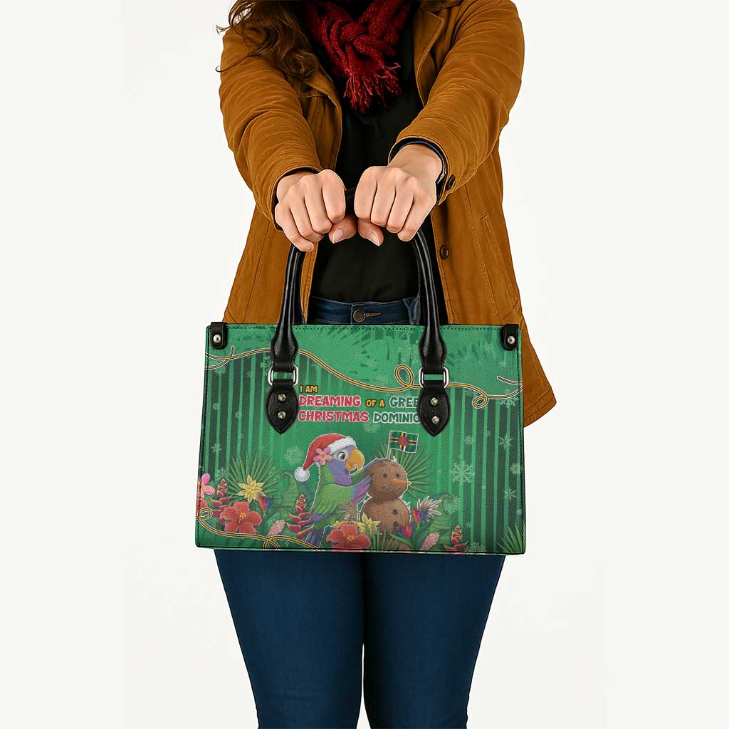 Dominica Christmas Leather Bag I Am Dreaming Of A Green Christmas - Wonder Print Shop