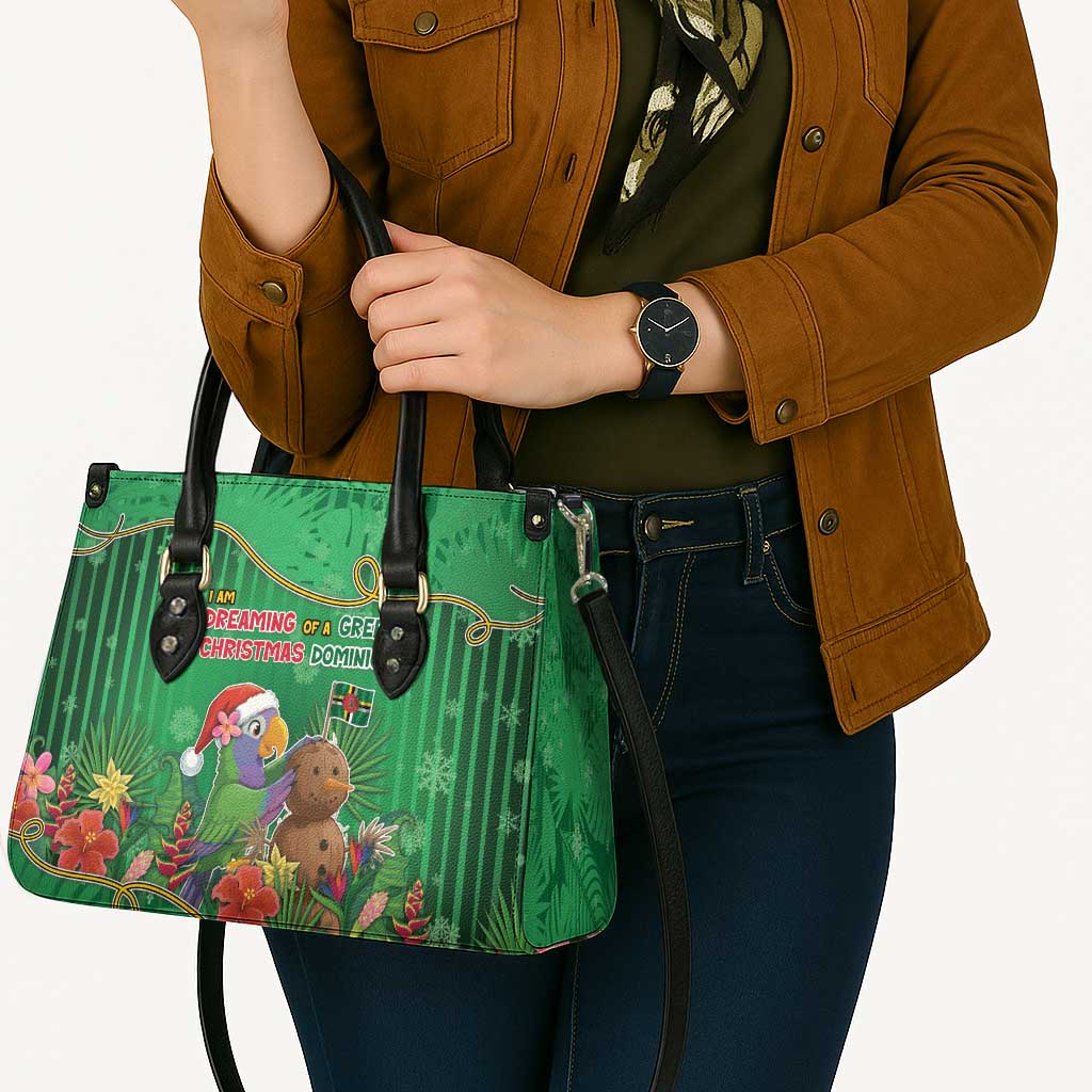 Dominica Christmas Leather Bag I Am Dreaming Of A Green Christmas - Wonder Print Shop