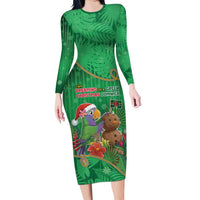 Dominica Christmas Long Sleeve Bodycon Dress I Am Dreaming Of A Green Christmas - Wonder Print Shop