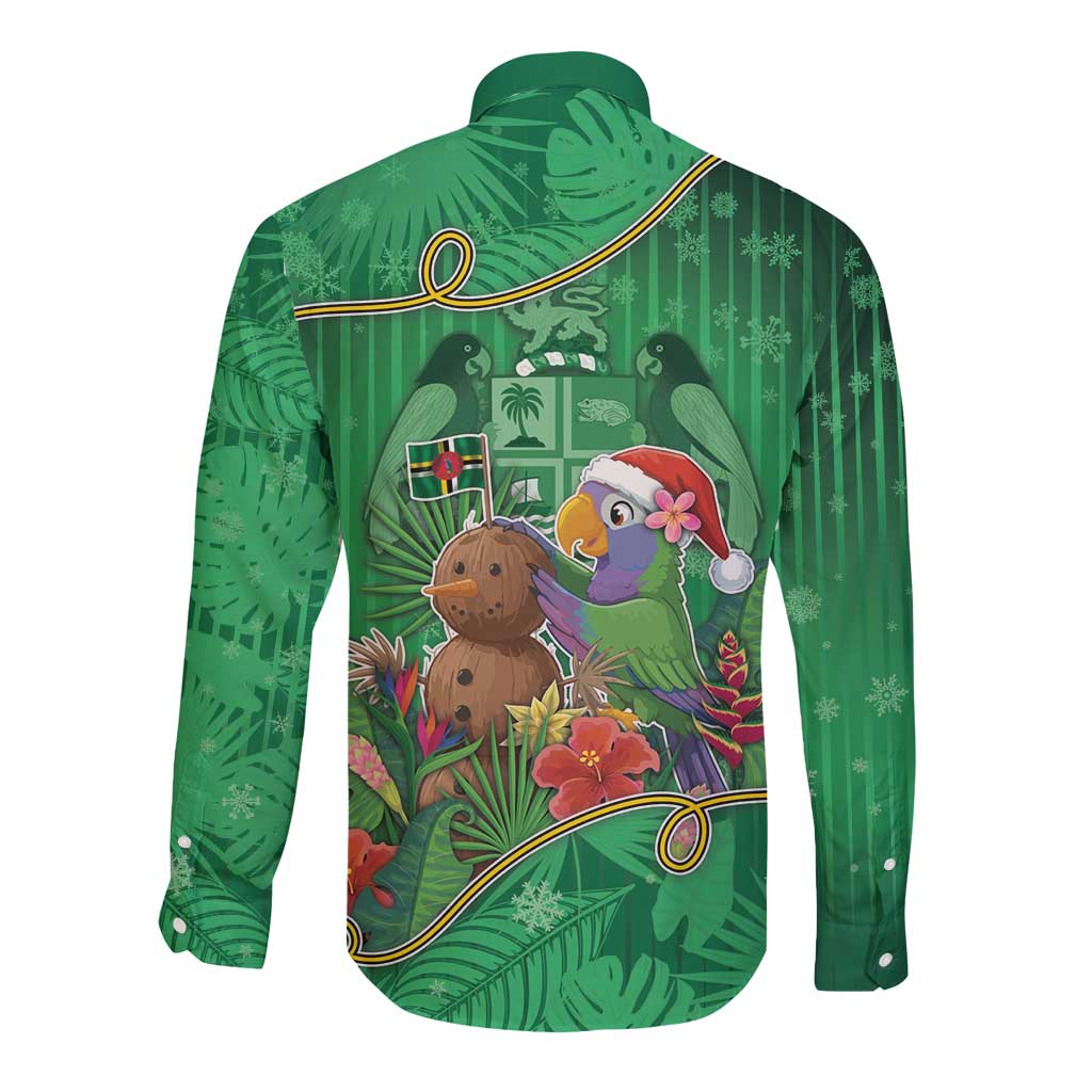 Dominica Christmas Long Sleeve Button Shirt I Am Dreaming Of A Green Christmas - Wonder Print Shop