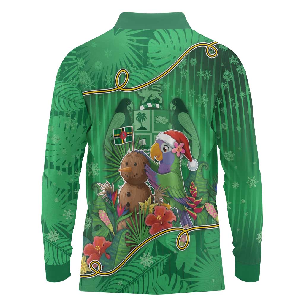 Dominica Christmas Long Sleeve Polo Shirt I Am Dreaming Of A Green Christmas - Wonder Print Shop