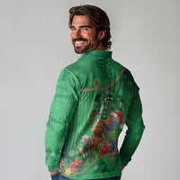 Dominica Christmas Long Sleeve Polo Shirt I Am Dreaming Of A Green Christmas - Wonder Print Shop