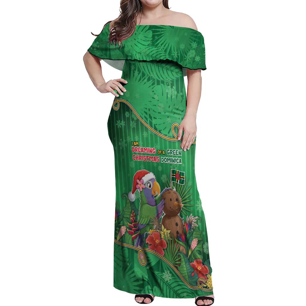 Dominica Christmas Off Shoulder Maxi Dress I Am Dreaming Of A Green Christmas - Wonder Print Shop