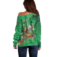 Dominica Christmas Off Shoulder Sweater I Am Dreaming Of A Green Christmas - Wonder Print Shop