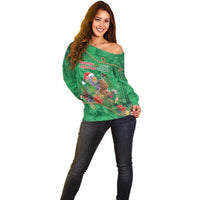 Dominica Christmas Off Shoulder Sweater I Am Dreaming Of A Green Christmas - Wonder Print Shop