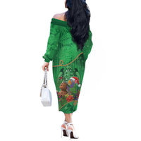 Dominica Christmas Off The Shoulder Long Sleeve Dress I Am Dreaming Of A Green Christmas - Wonder Print Shop