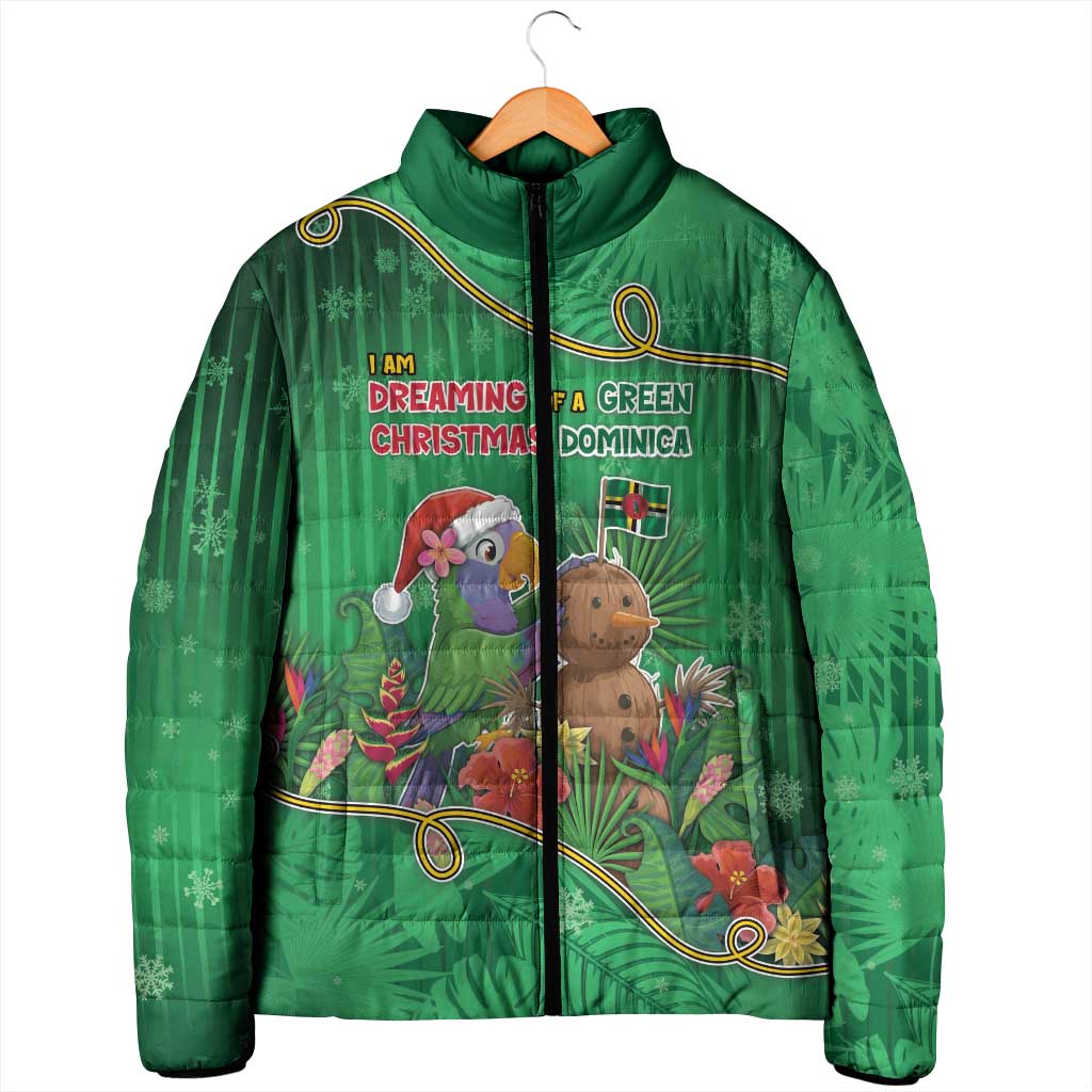 Dominica Christmas Padded Jacket I Am Dreaming Of A Green Christmas - Wonder Print Shop