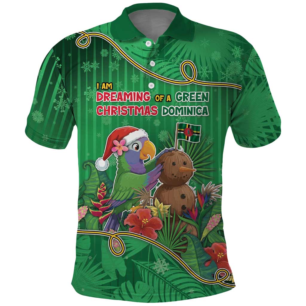 Dominica Christmas Polo Shirt I Am Dreaming Of A Green Christmas - Wonder Print Shop